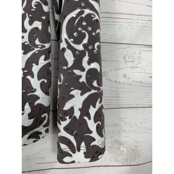 MSK Jacket womens medium full zip‎ metallic jacket brown/white paisley sequin - Picture 7 of 7